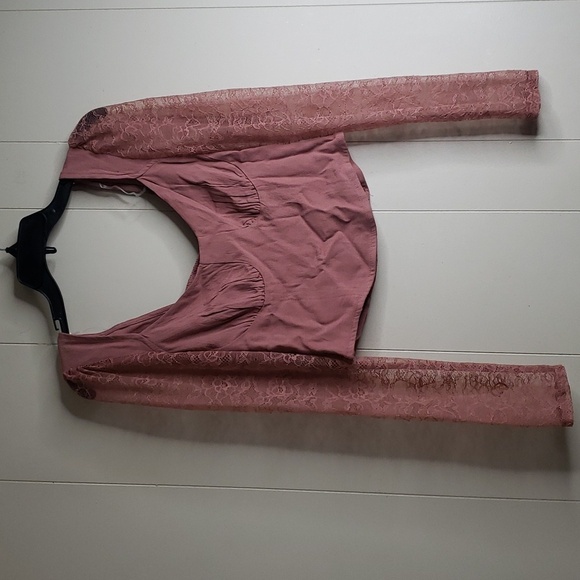 Wild Fable Women's Long Sleeve Lace Bustier Top Brown Small - Picture 2 of 9